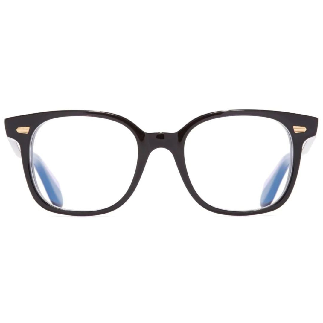 Cutler And Gross Cgop 9990-01 Purple On Black Square Frame Eyeglasses With Glossy Black Front