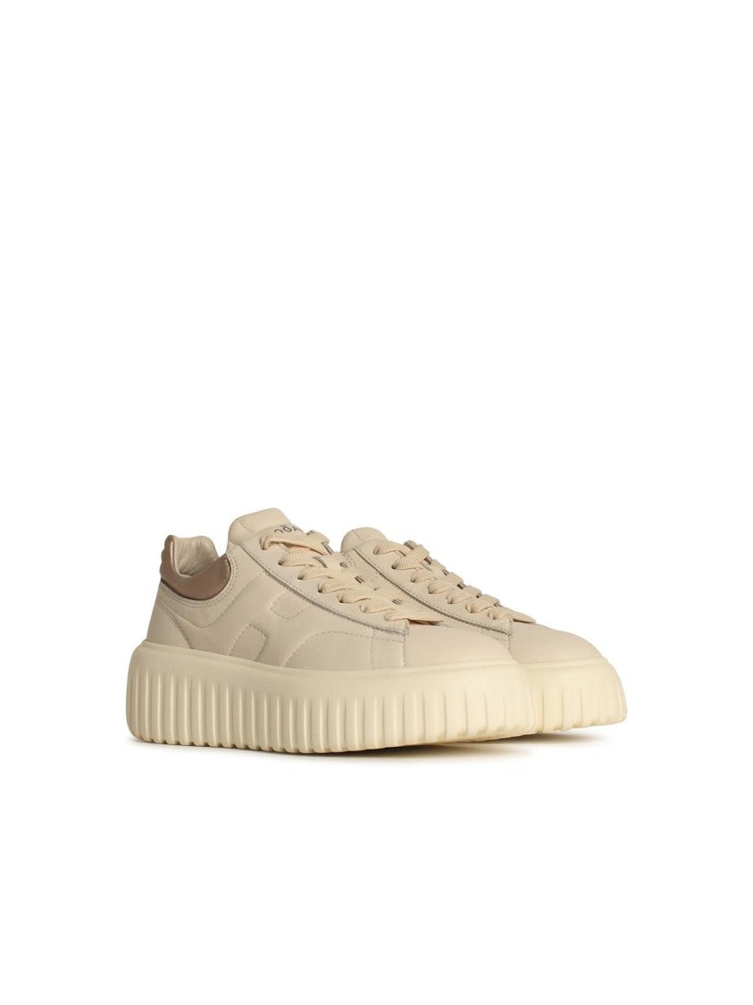 Hogan 'H-Stripes' Beige Leather Sneakers