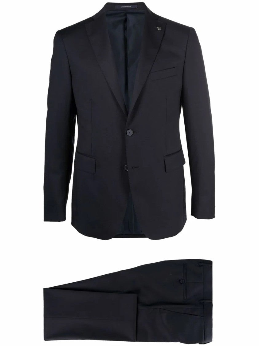 Tagliatore Tailored Blue Wool Suit With Notch Lapel