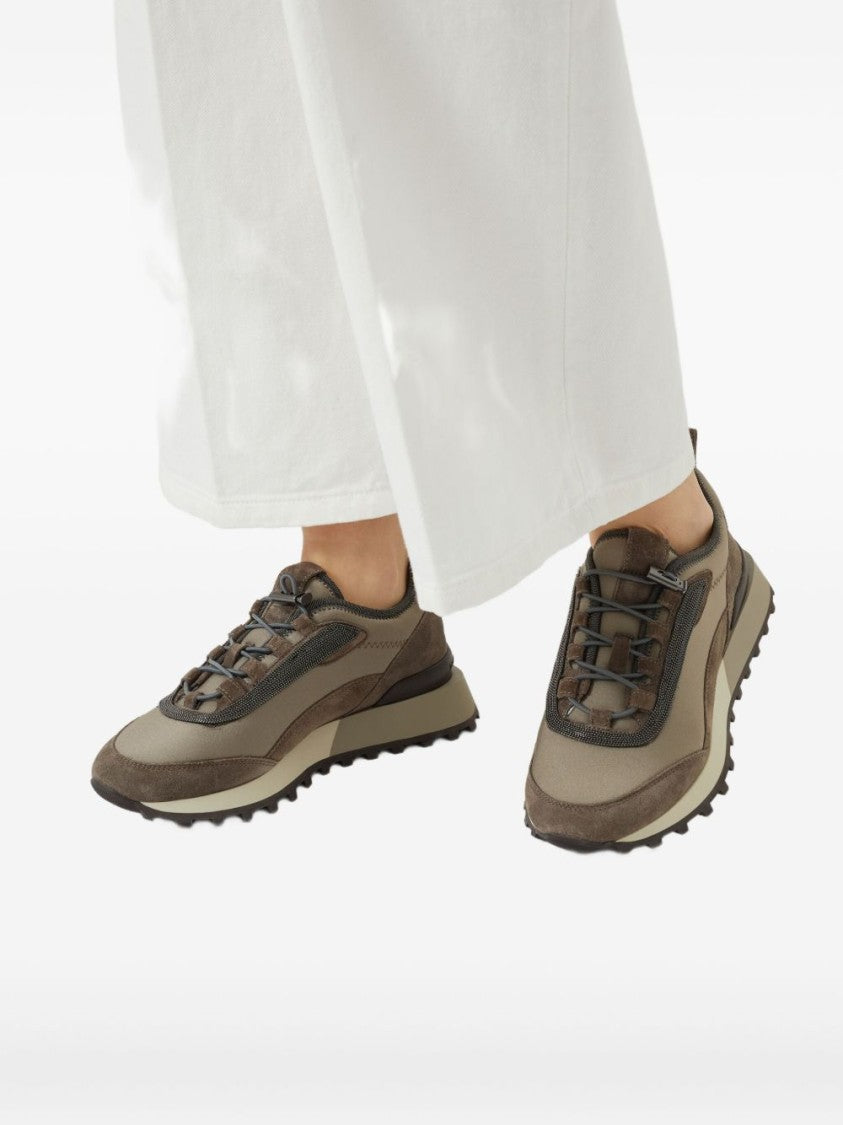 Brunello Cucinelli Runners In Techno Fabric And Suede