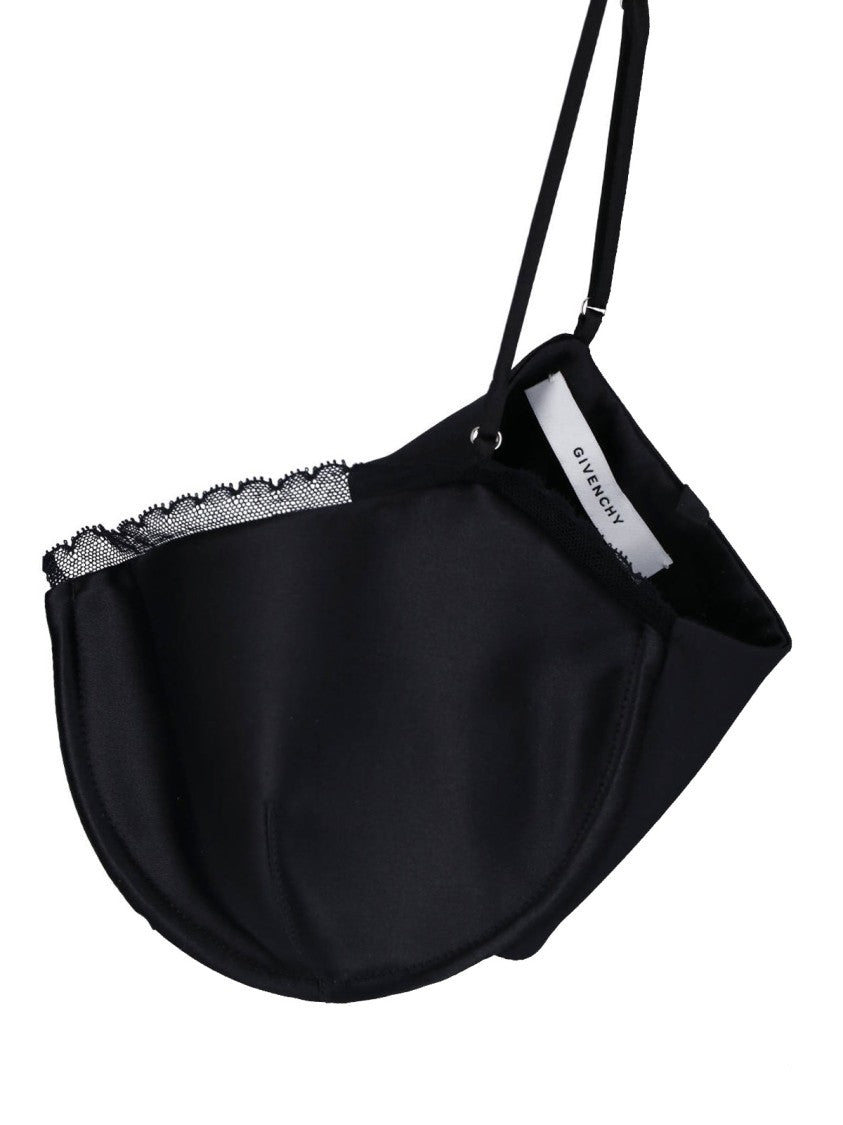 Givenchy Black Silk Blend Lace Trim Top