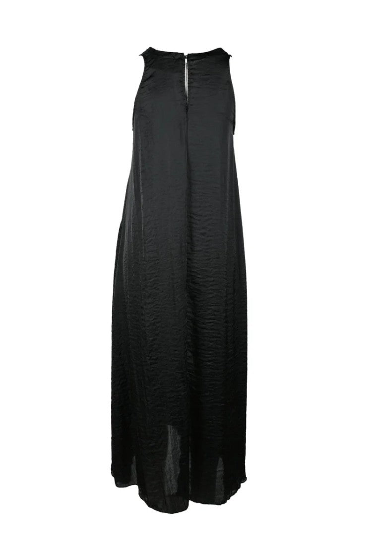 Virginia Bizzi Long Black Dress With Textured Fabric