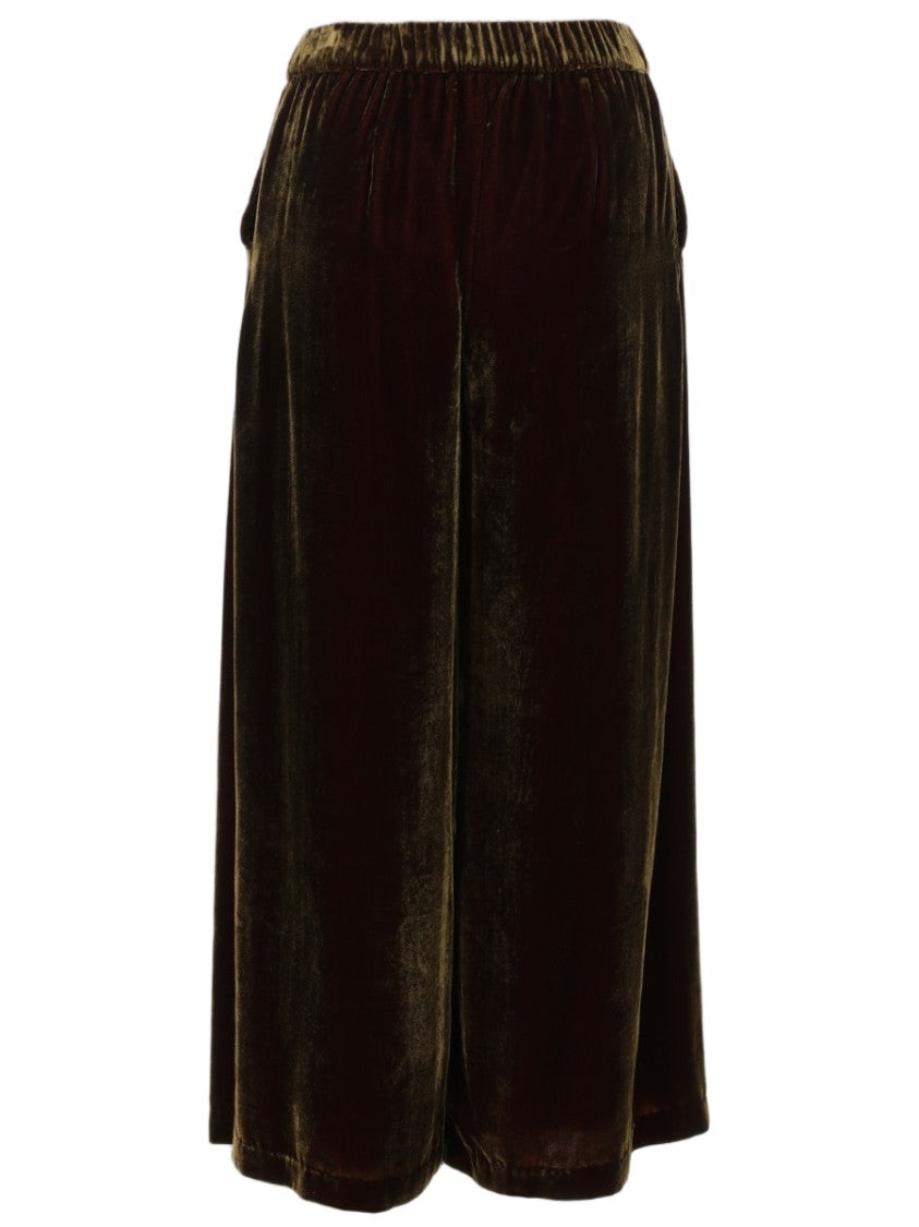 P.A.R.O.S.H. Velvety Brown Pants With Relaxed Fit And Subtle Sheen