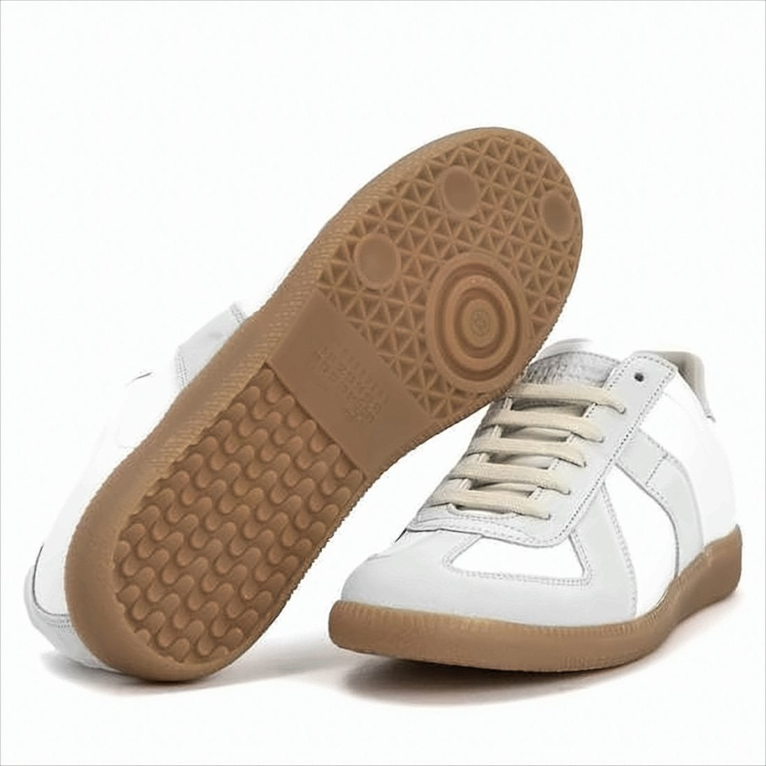 Maison Margiela Low-Top Leather Sneakers With Suede Panels And Gum Sole