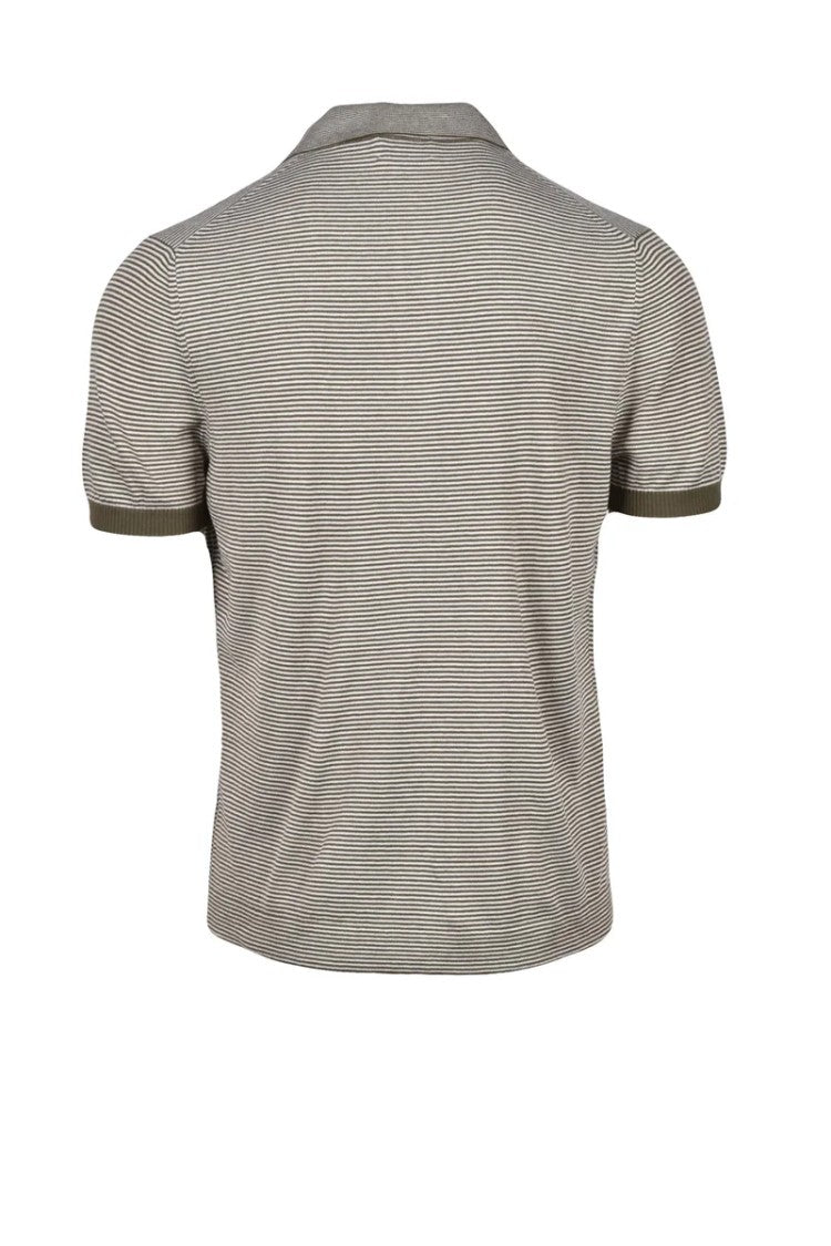 Brooksfield Cream/Green Knit Polo