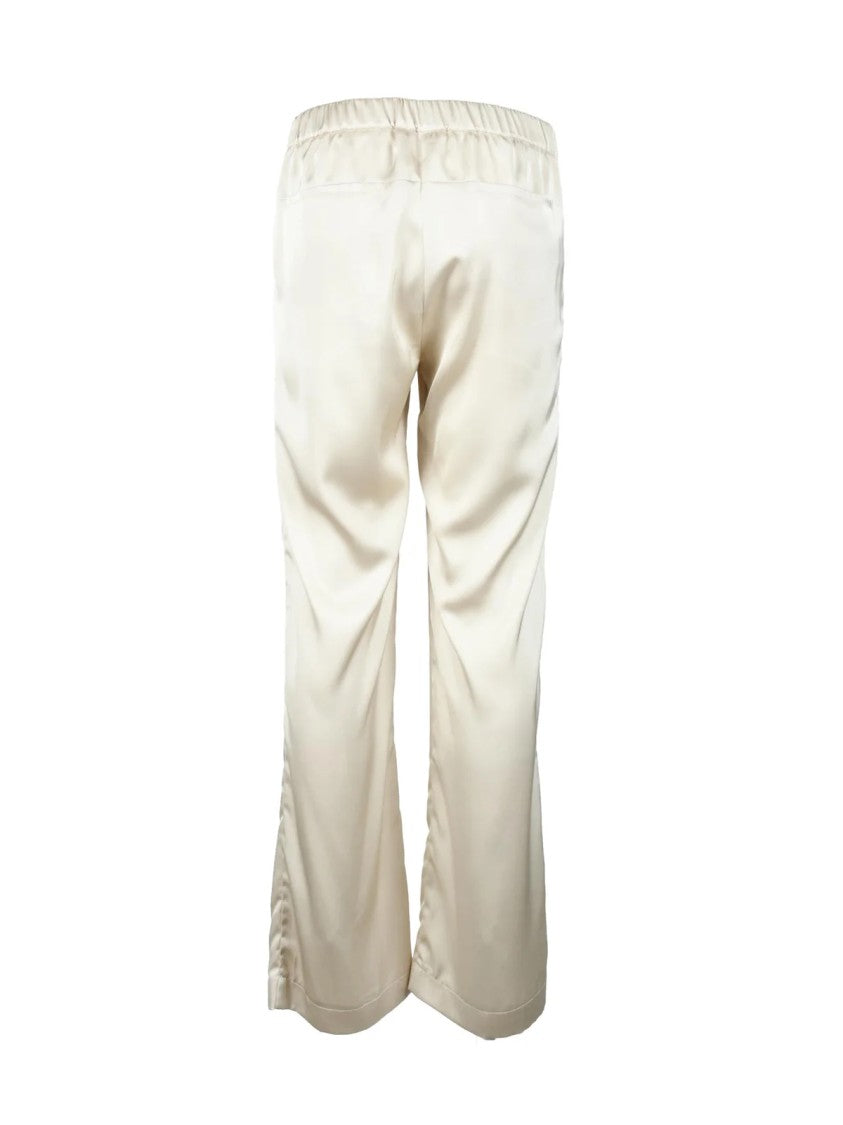 Memè Firenze 1953 Beige Straight-Leg Flared Hem Polyester Pants