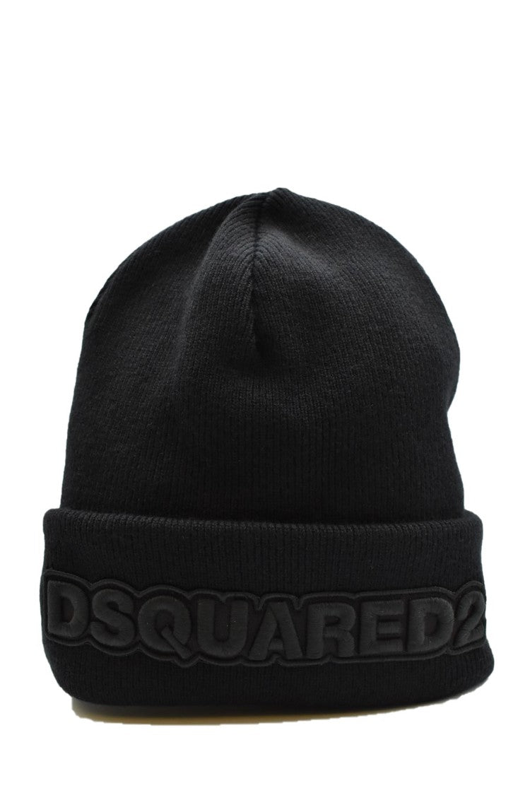 Dsquared2 Ribbed Knit Green Beanie With Logo Detail