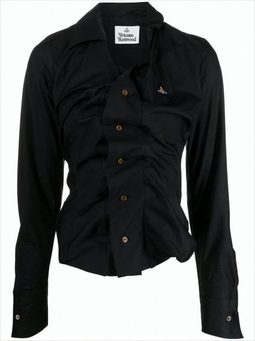 Vivienne Westwood Fitted Black Shirt With Ruched Detailing