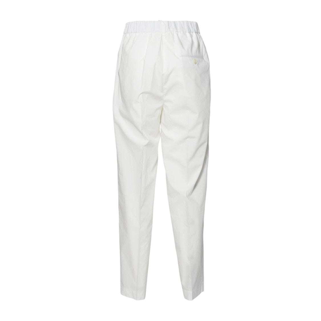 Solotre White Cotton Gabardine Straight Trousers