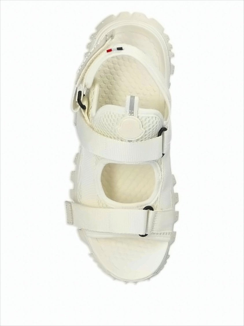 Moncler Rugged Textured White Sandals With Adjustable Straps