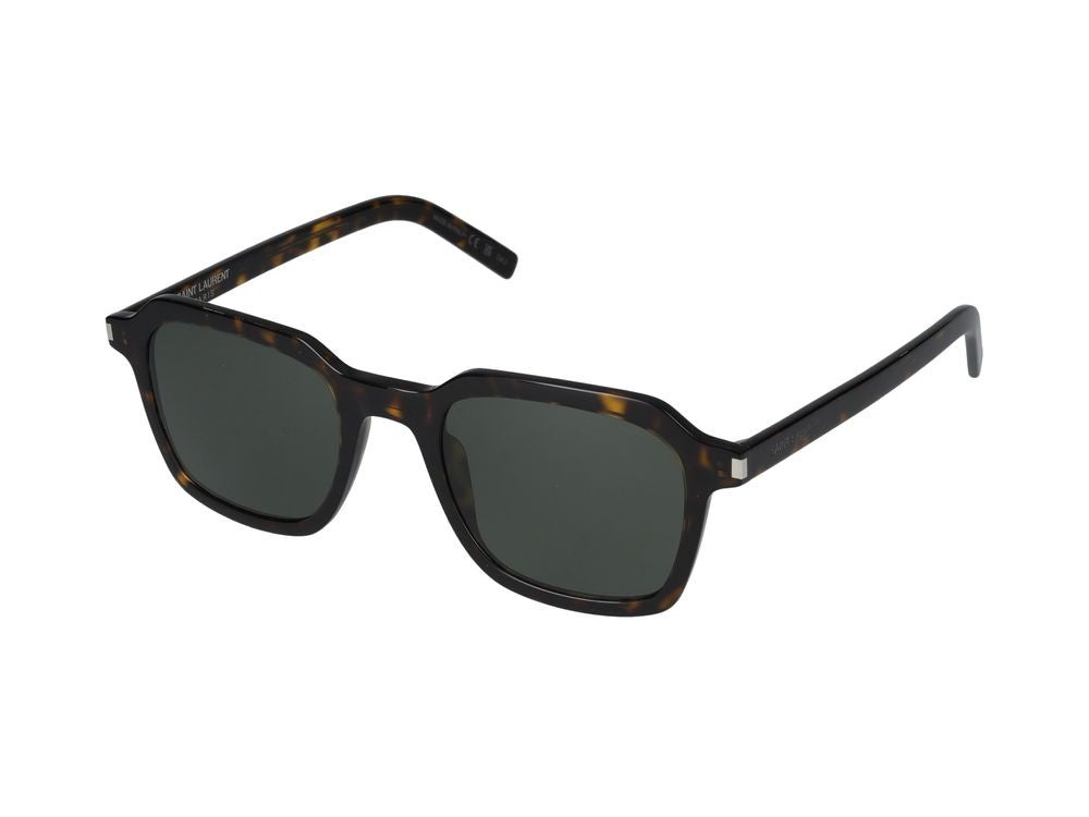 Saint Laurent Havana Slim Square Frame Tortoiseshell Sunglasses