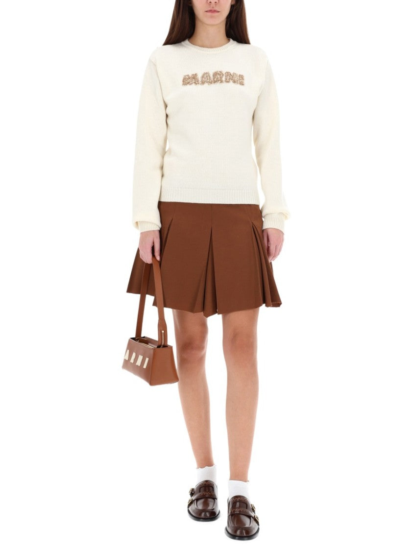 Marni Pleated Miniskirt With Structured Wide Pleats