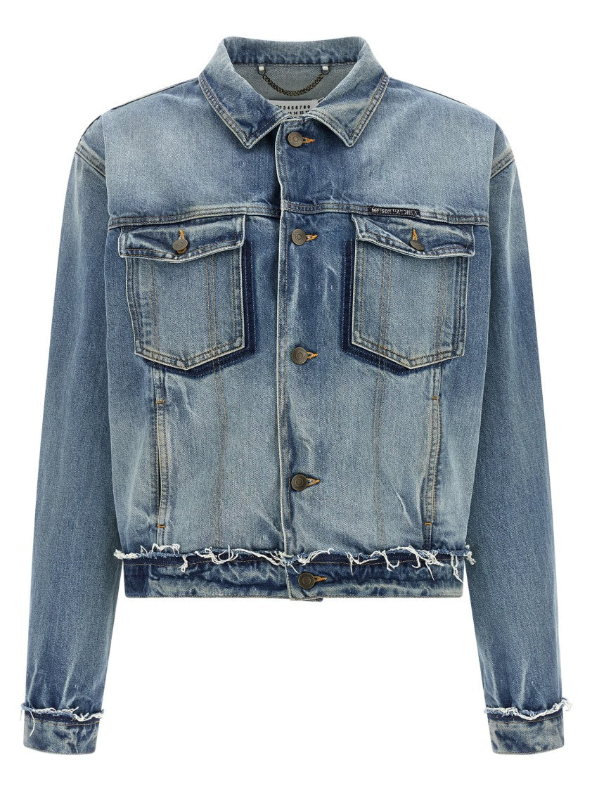 Maison Margiela Used-Effect Cotton Denim Jacket With Contrast Stitching