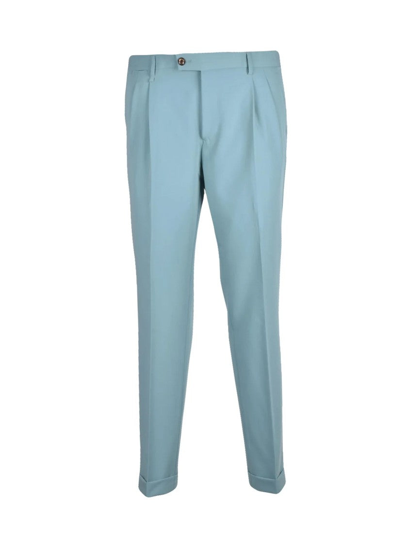 Lab 001 Aqua Green Polyester-Blend Double-Breasted Formal Suit