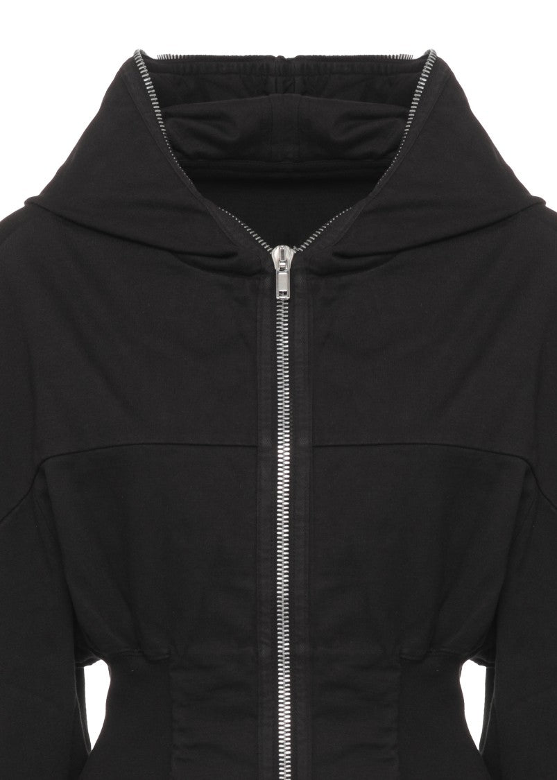 Drkshdw Cropped Black Cotton Sweatshirt With Iconic Lace Detail