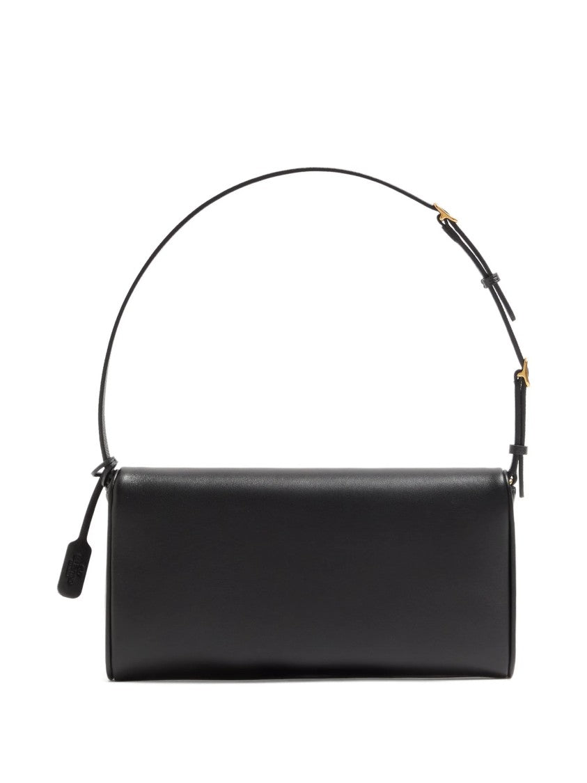 Valentino Black Devain Nappa Leather Structured Clutch