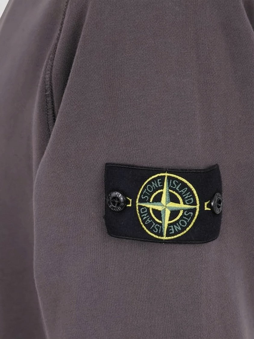 Stone Island Brown Long-Sleeve Crewneck Sweatshirt With Distinctive Patch Logo