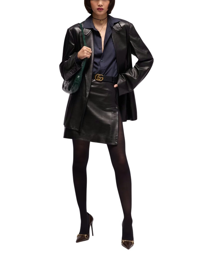 Gucci Black Nappa Leather Mini Skirt