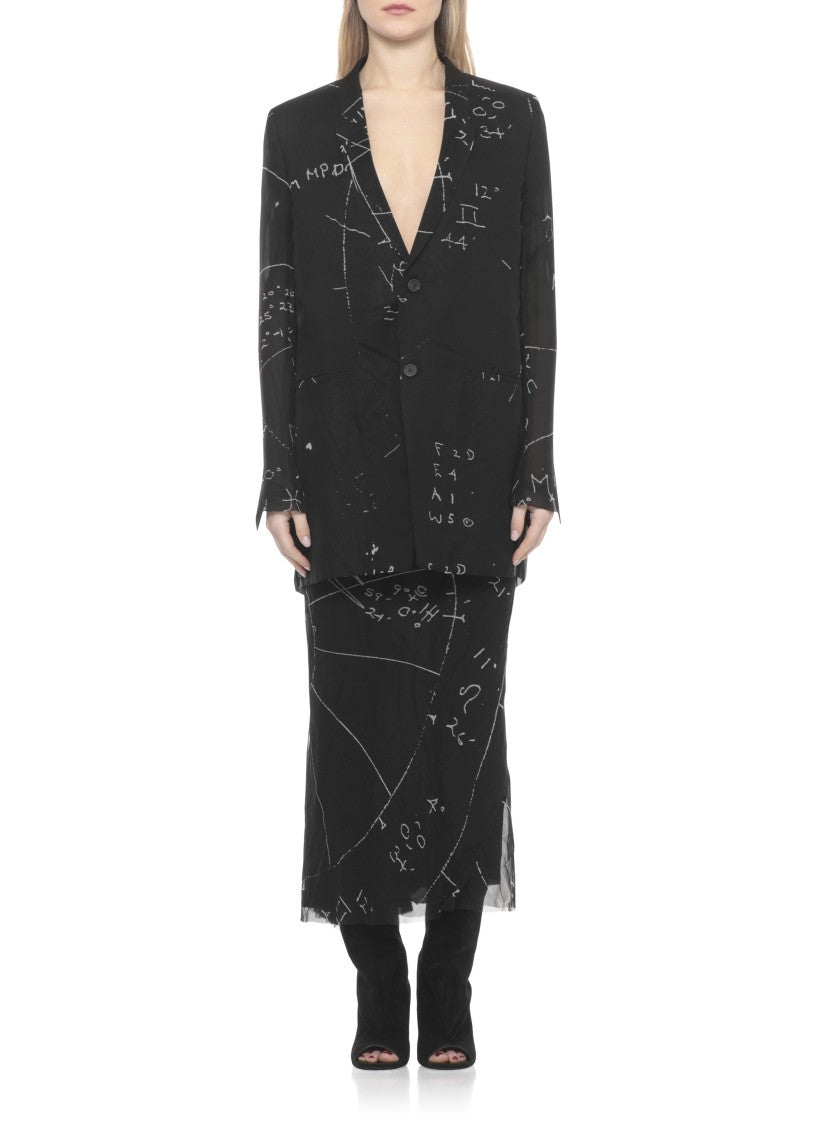 Rick Owens Black Concordian Silk Blazer