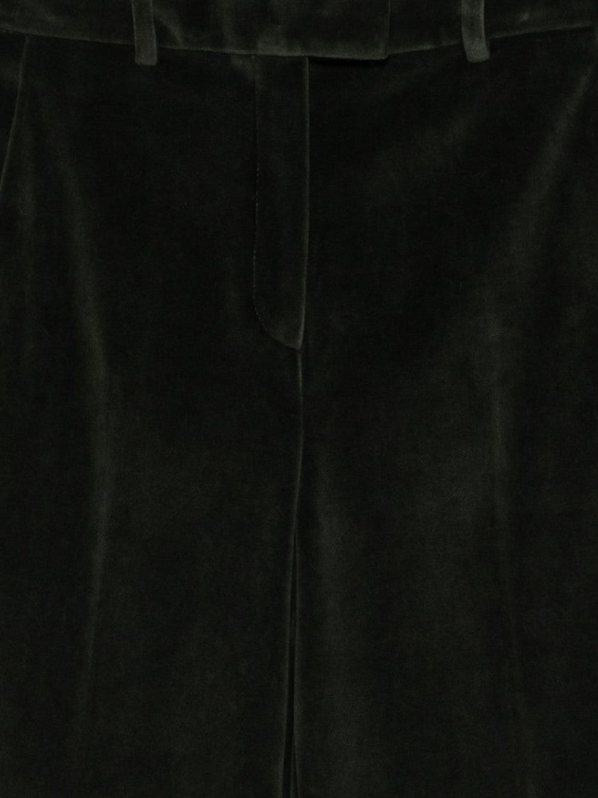 Circolo 1901 Wide-Leg Trousers In Rich Green Velvet Finish