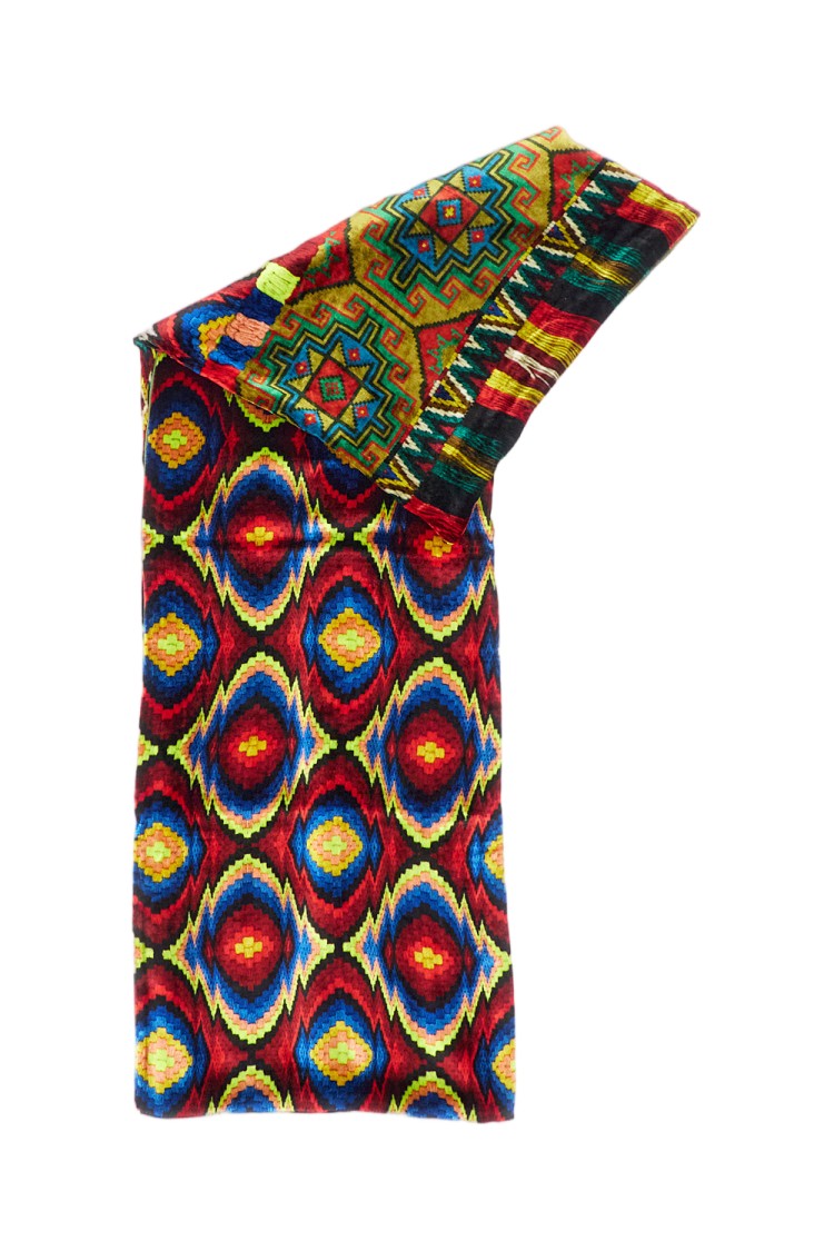 Pierre-Louis Mascia Multicolor Patchwork Geometric Intarsia Silk-Blend Scarf