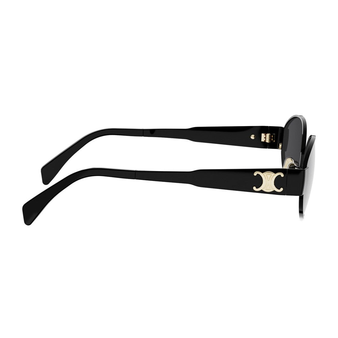 Celine Black Metal Triomphe Metal Oval Sunglasses