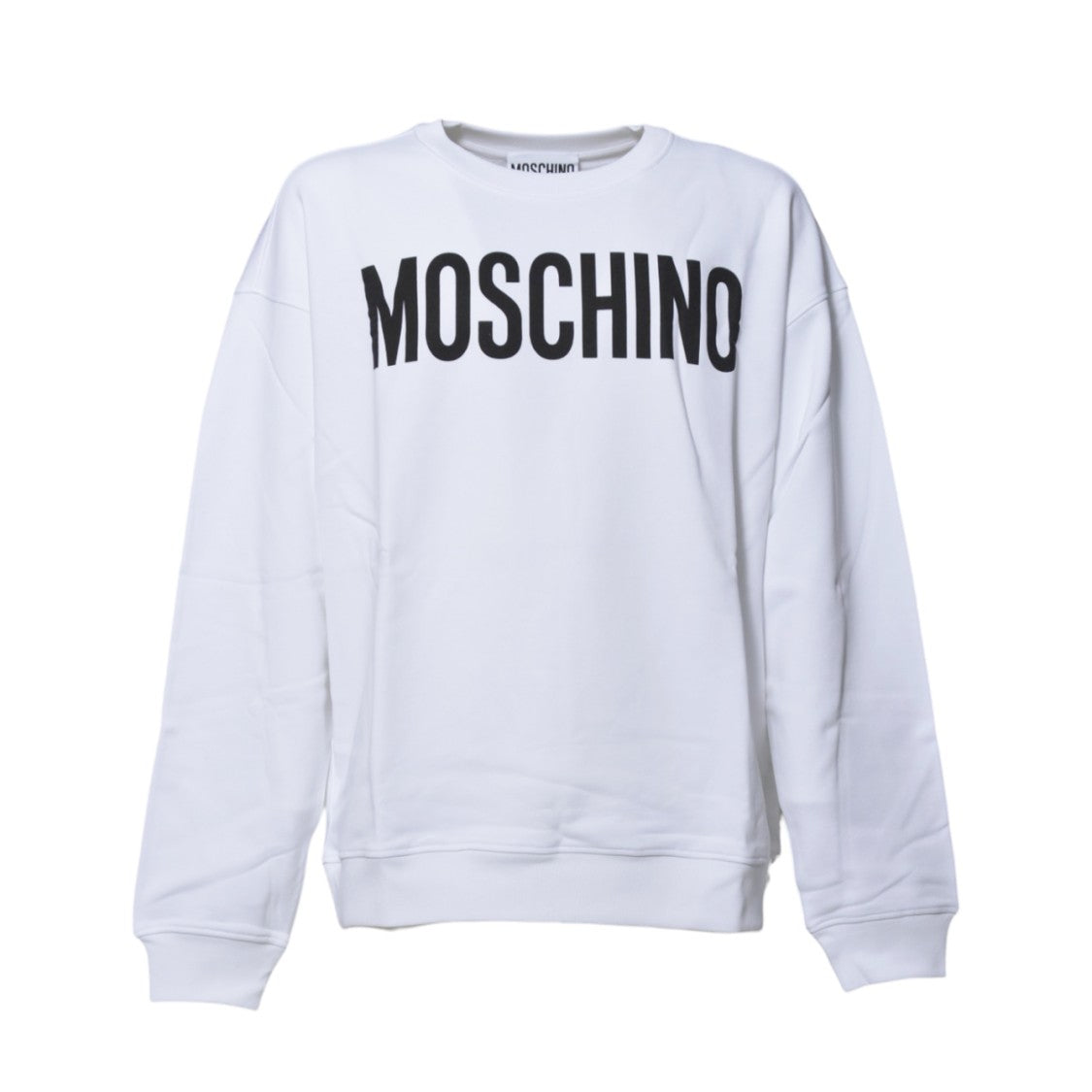 Moschino White Cotton Crewneck Sweatshirt With Logo Print