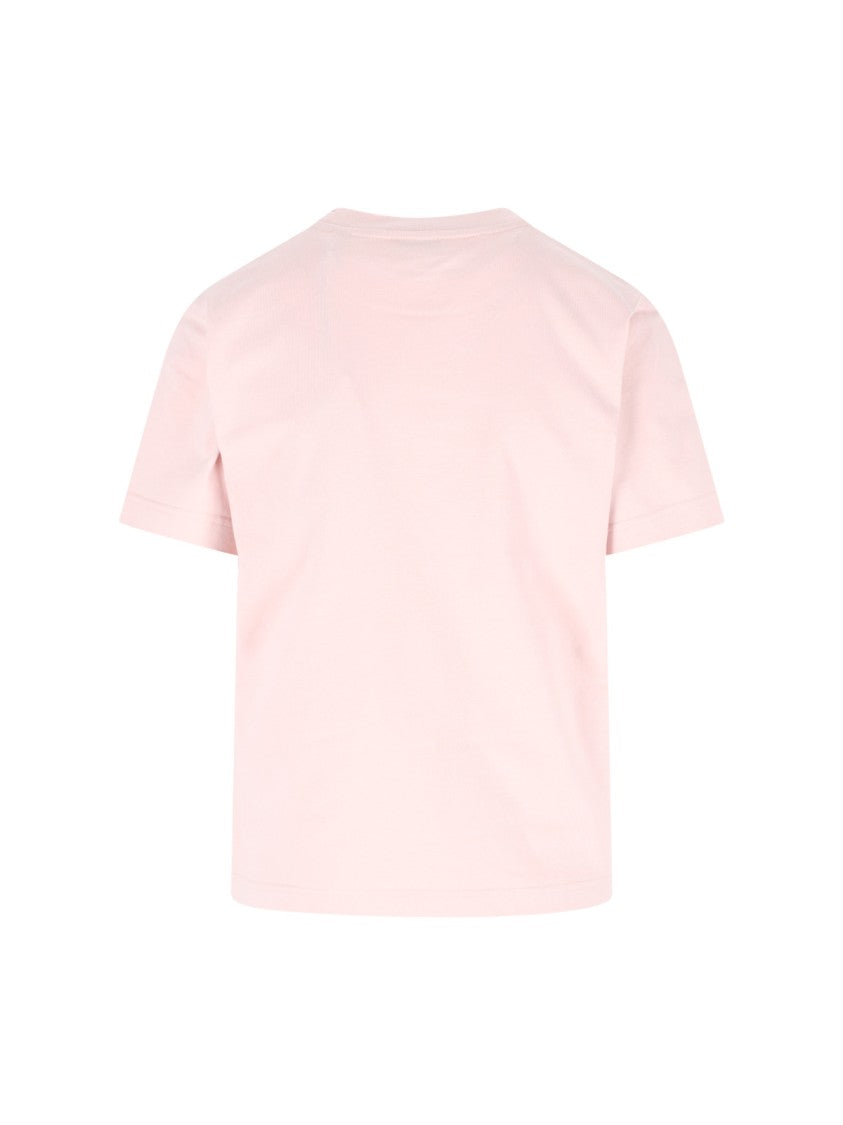 Burberry T-Shirt In Pink Cotton, Crew Neck, Short Sleeves