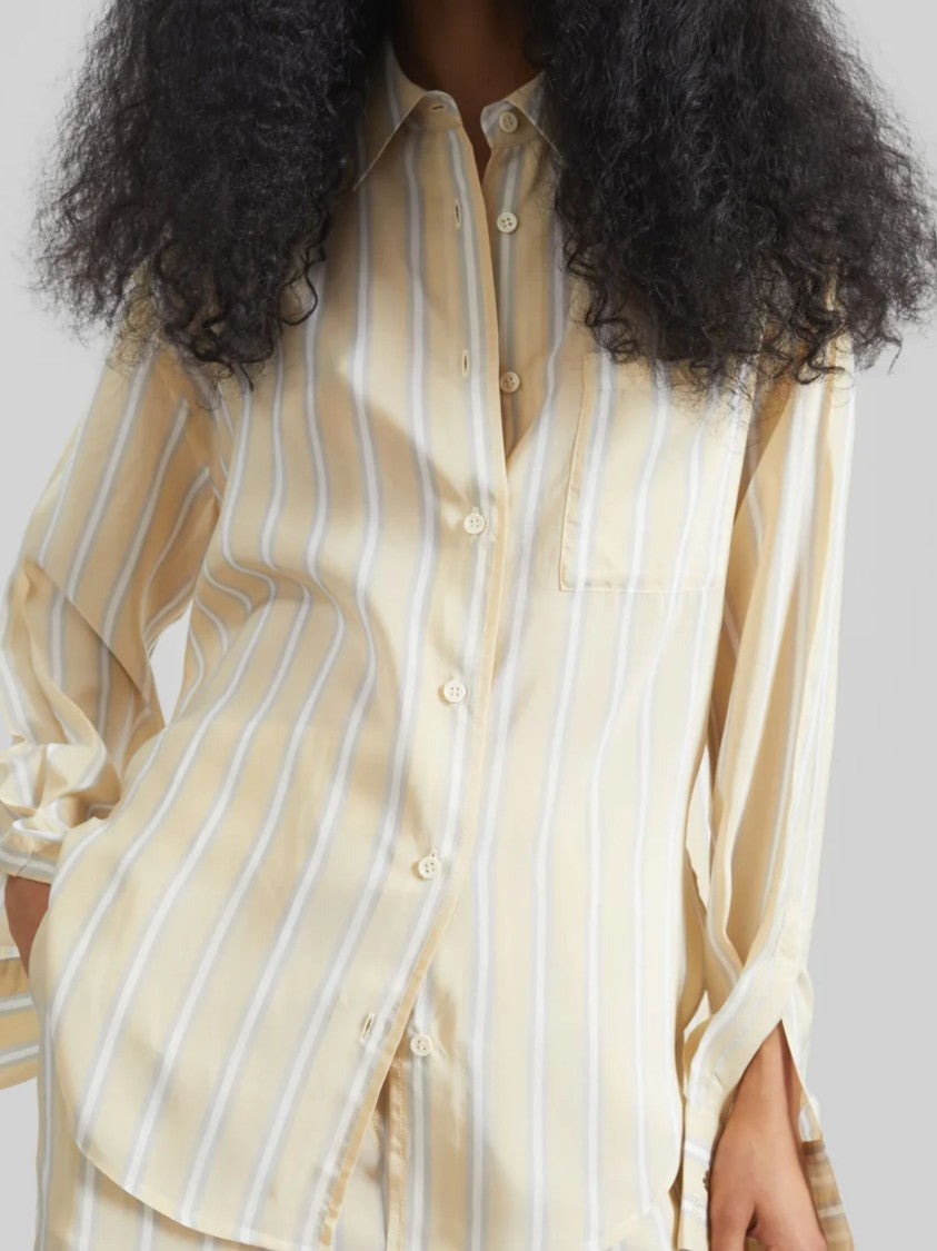 The Frankie Shop Yellow Striped Point Collar Casual Shirt