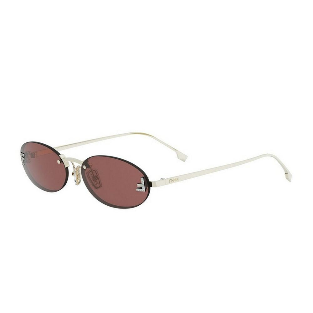 Fendi First Crystal Rimless Oval Metal Sunglasses