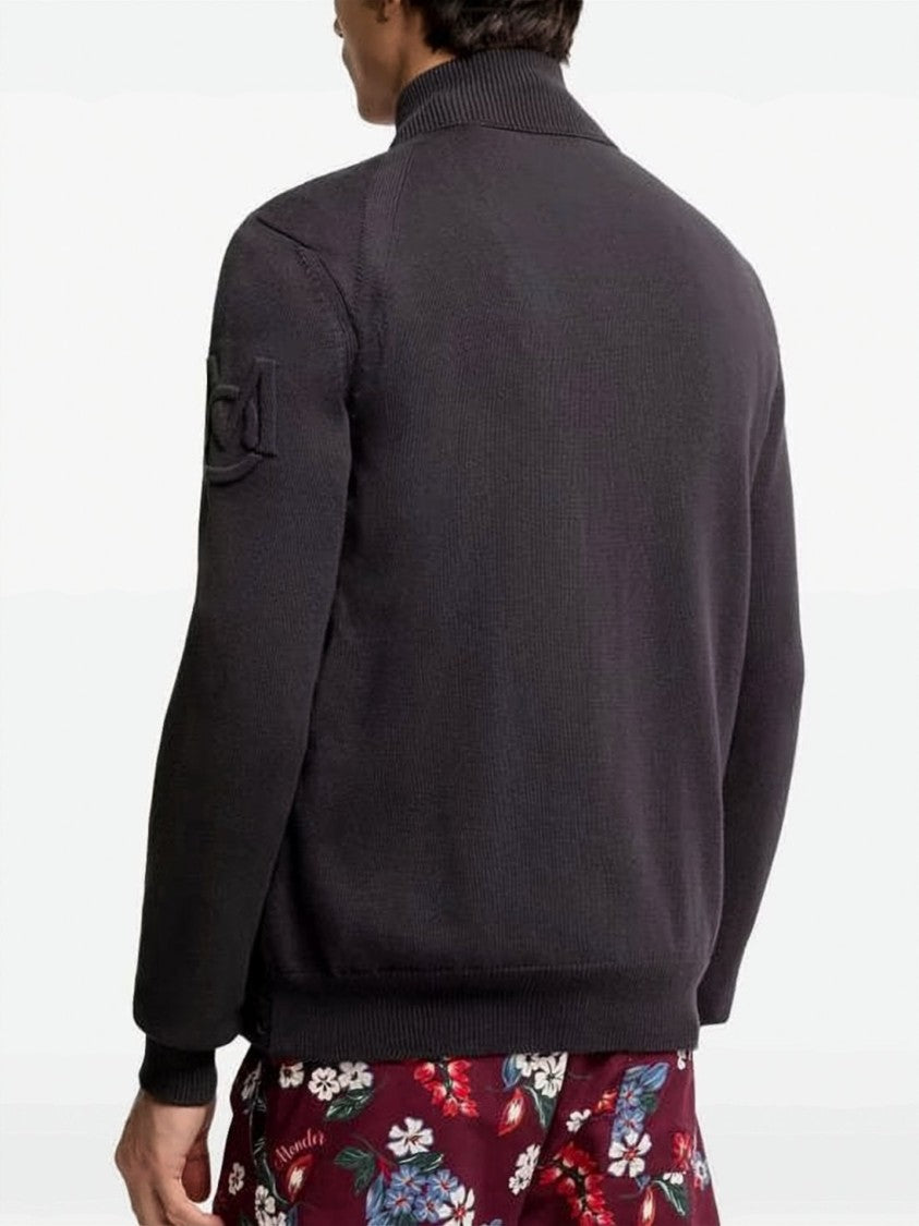 Moncler Padded Zip-Up Cardigan With Quilted Front And Knit Sleeves