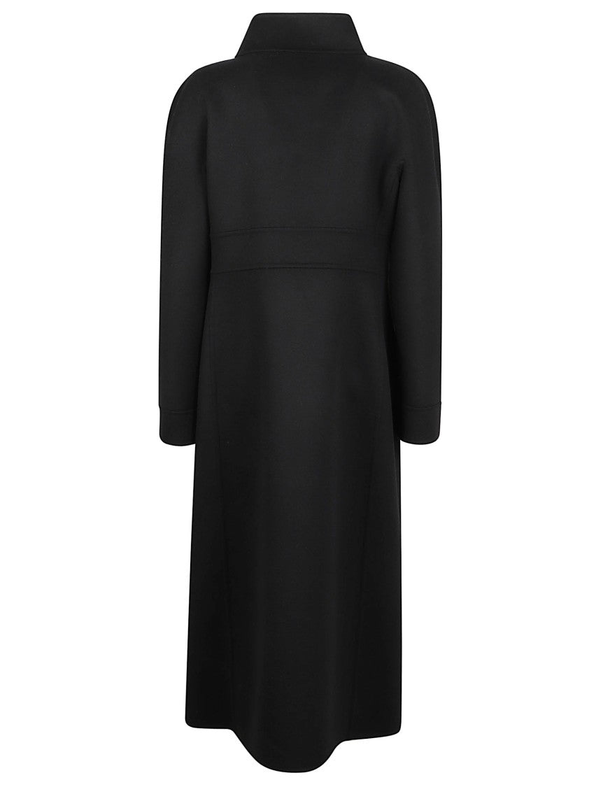 Valentino Garavani Double-Breasted Black Coat With Logo Detail