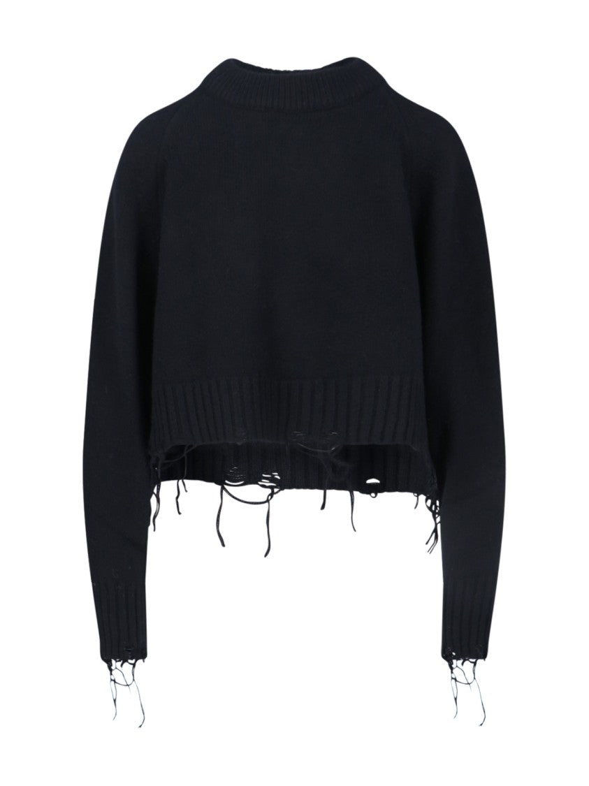 Low Classic Damage Crop Sweater – Black