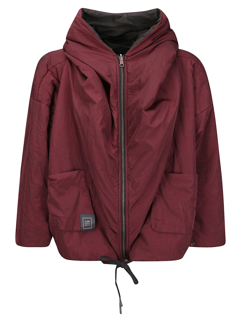 Kimono Rain Padded Bomber Jacket With Adjustable Drawstring And Logo Detail