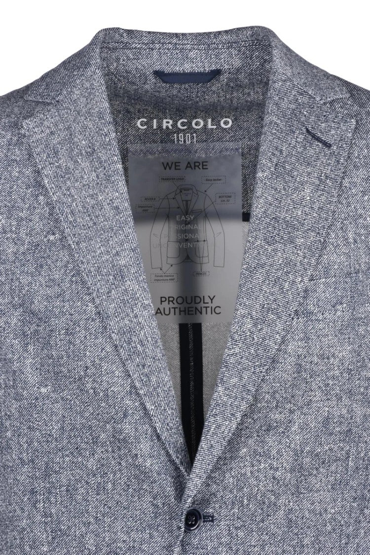 Circolo 1901 Heathered Blue Blazer With Rounded Style