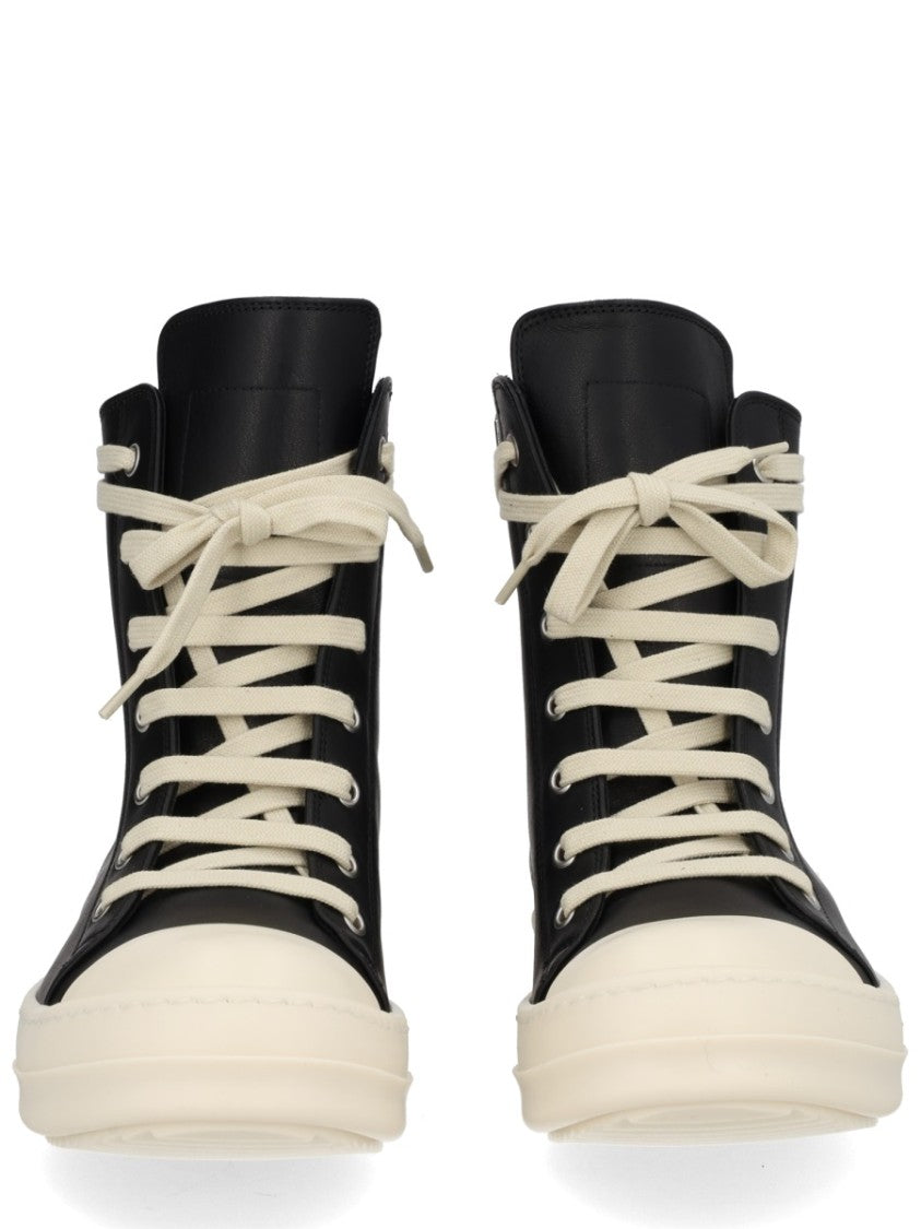 Rick Owens Black Back Zipper Ridged Sole Sneakers