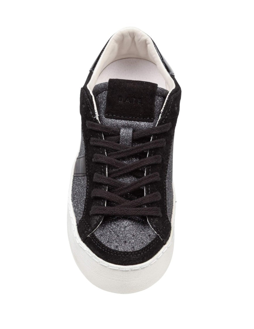 D.A.T.E Glitter-Accented Suede And Leather Low-Top Sneakers