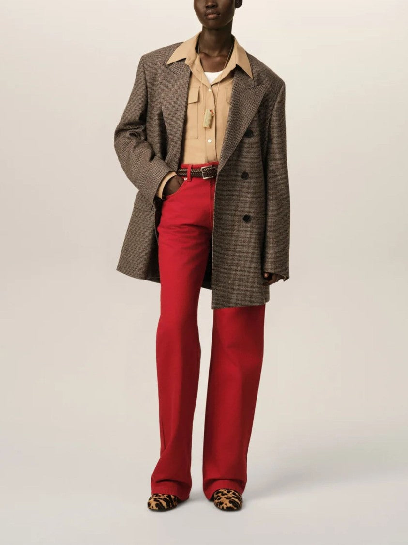 Ami Paris Brown Check Double-Breasted Wool Blazer