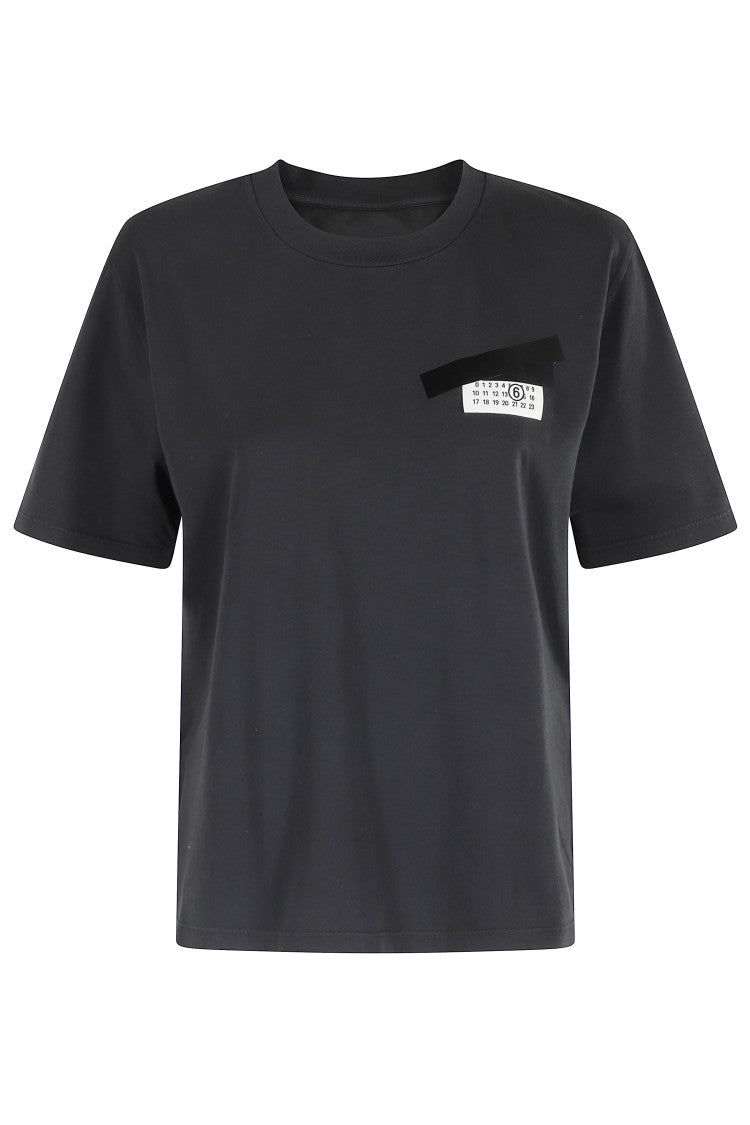 Mm6 By Maison Margiela Boxy Fit Black Cotton T-Shirt With Numeric Logo