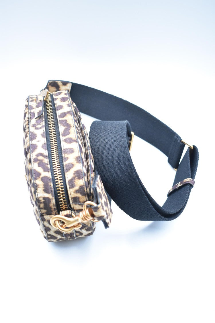 Kurt Geiger Quilted Brown Handbag With Leopard Print Accents