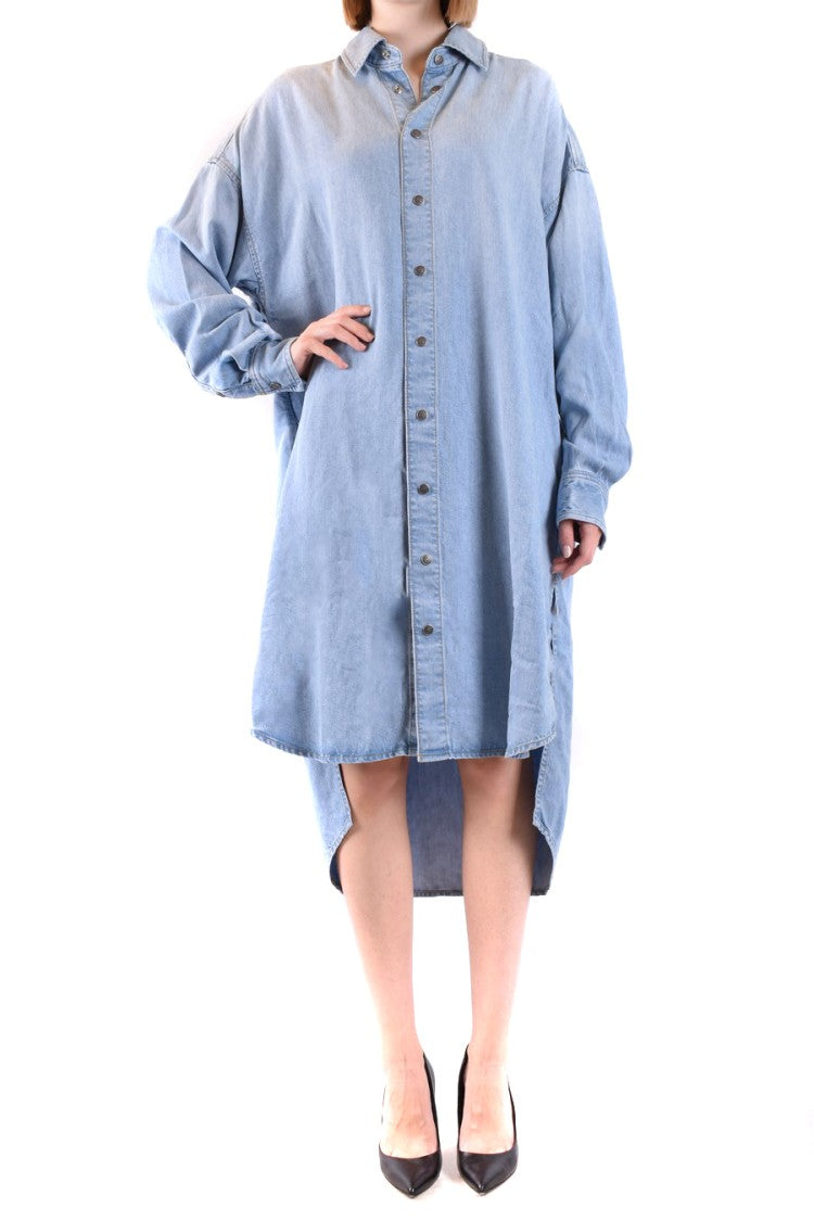 Diesel Relaxed Oversized Denim Dress Frayed Patch
