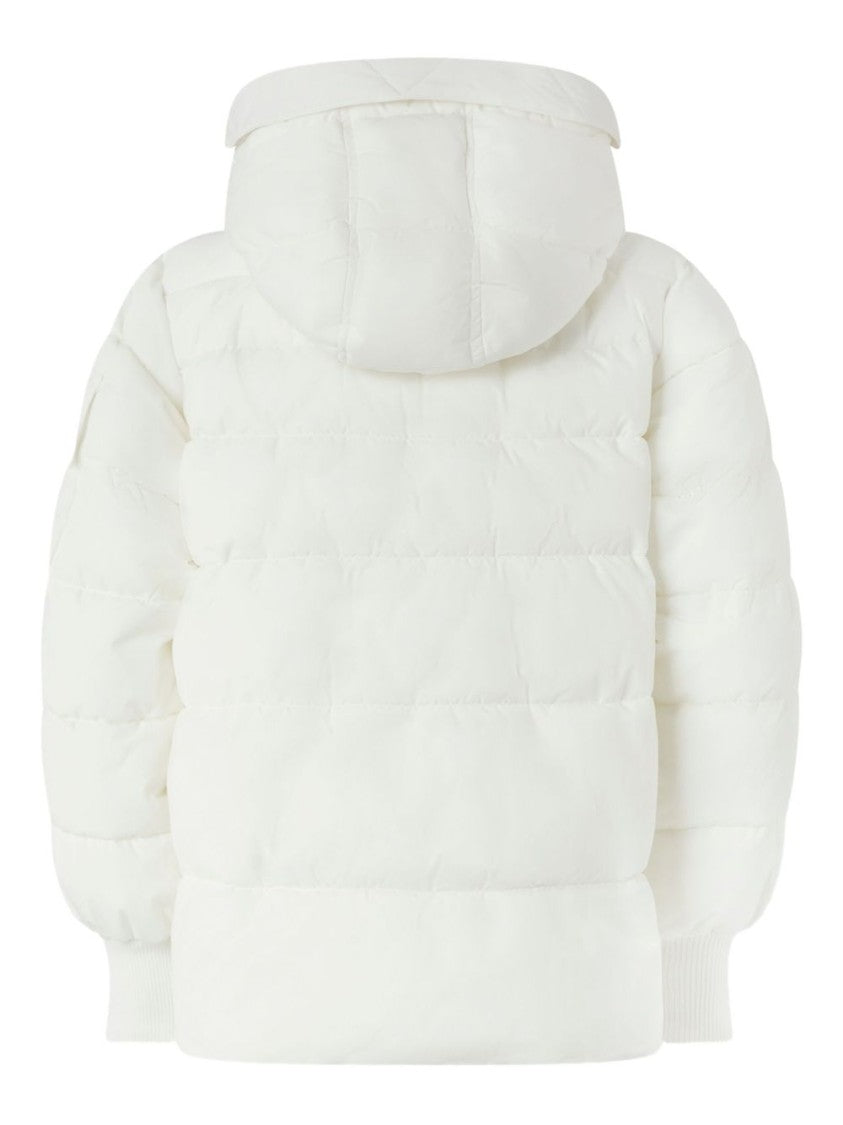 Pinko Puffy White Jacket With Zip-Up Front And Cozy Hood