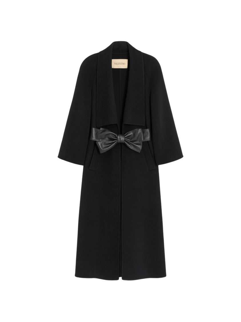 Valentino Black Wool-Cashmere Shawl Lapel Coat