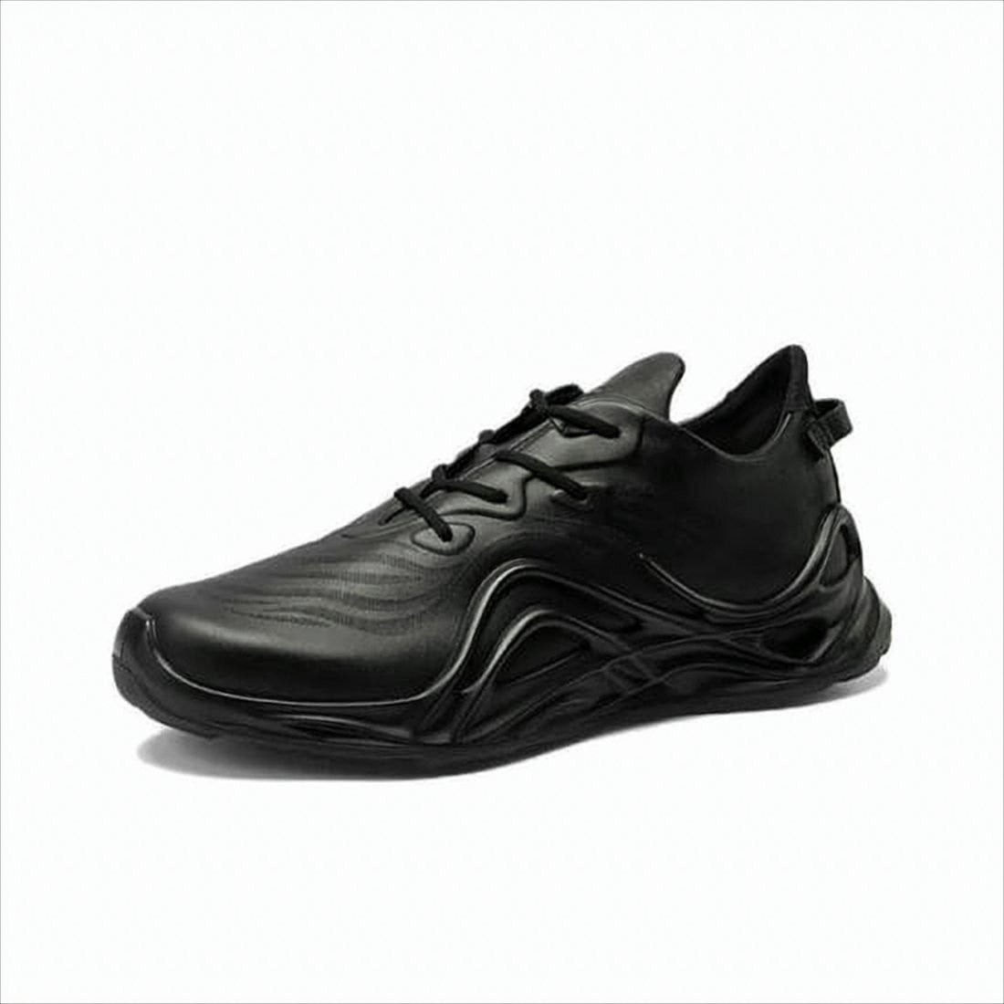 Ecco Embossed Leather Sneakers With Sculpted Rubber Sole