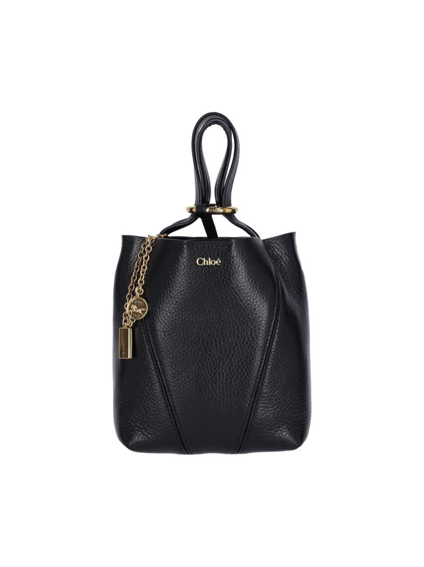 Chloé Small Hammered Leather Tote With Golden Accents