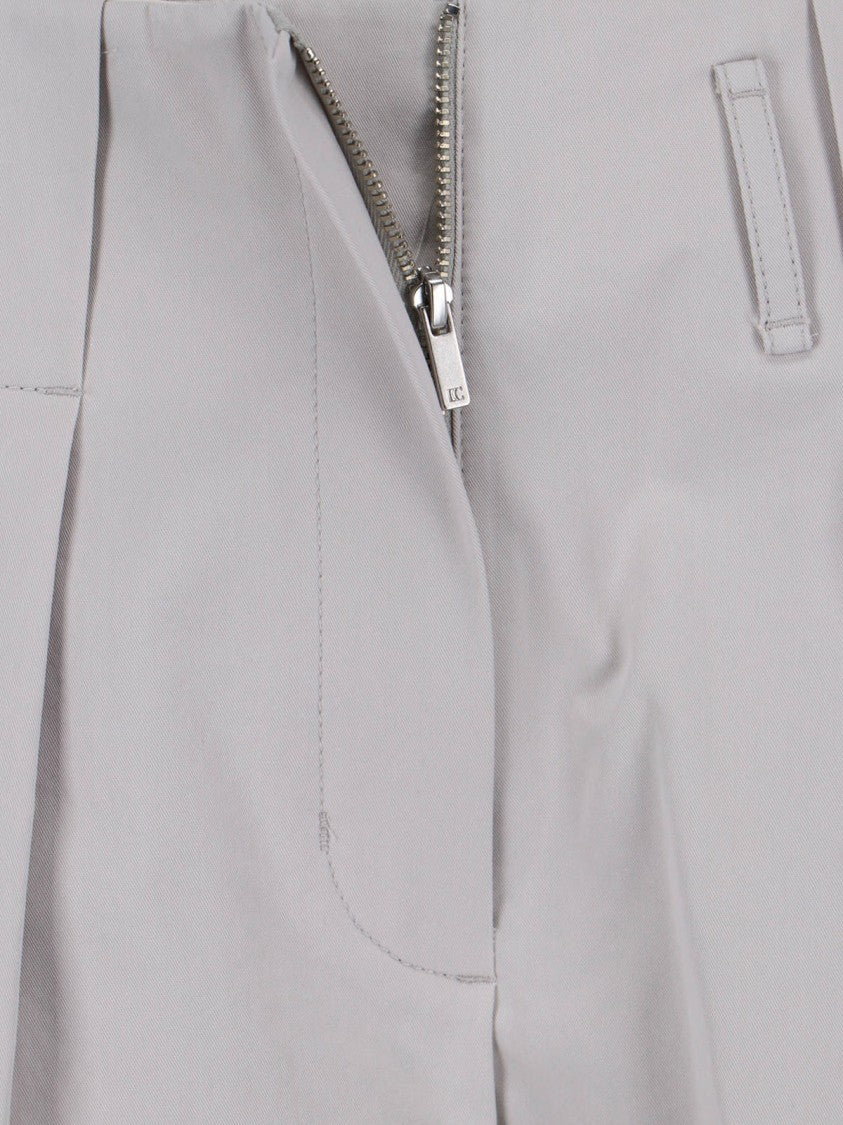 Low Classic Grey Mid-Rise Tailored Pleated Shorts