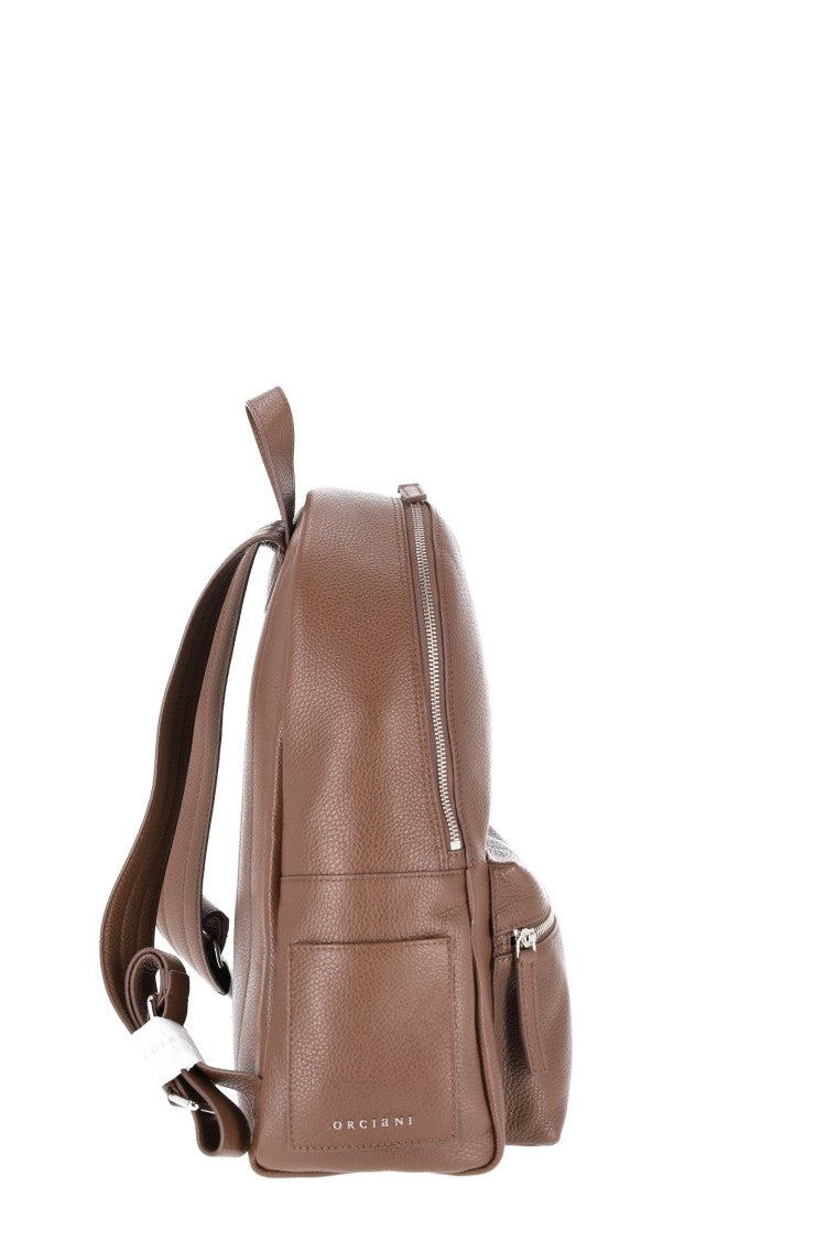 Orciani Pebbled Leather Handcrafted Urban Backpack