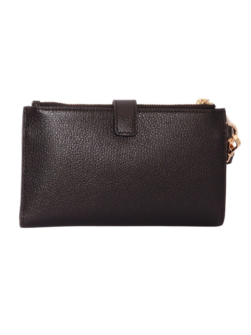 Michael Kors Black Cow Leather Double Zip Wristlet Pouch