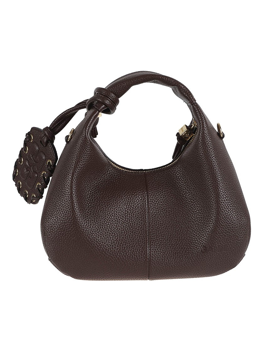Ganni Soft-Structured Pebbled Brown Bag With Detachable Strap