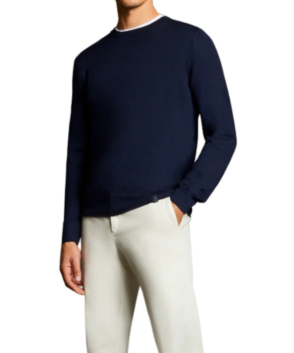 Fay Crew Neck Sweater In Deep Navy